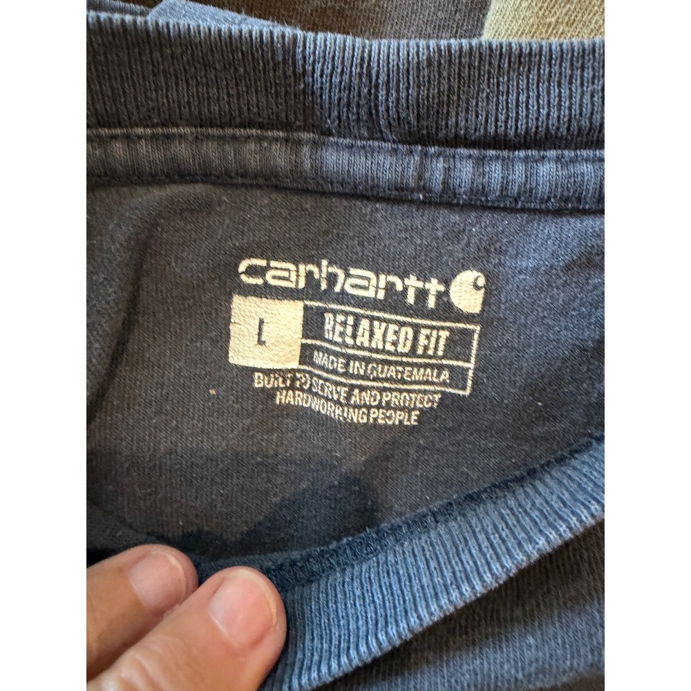 3 Carhartt Mens Relaxed Fit Pocket T-Shirt   Navy Charcoal Olive L FOR WORK - Picture 2 of 4